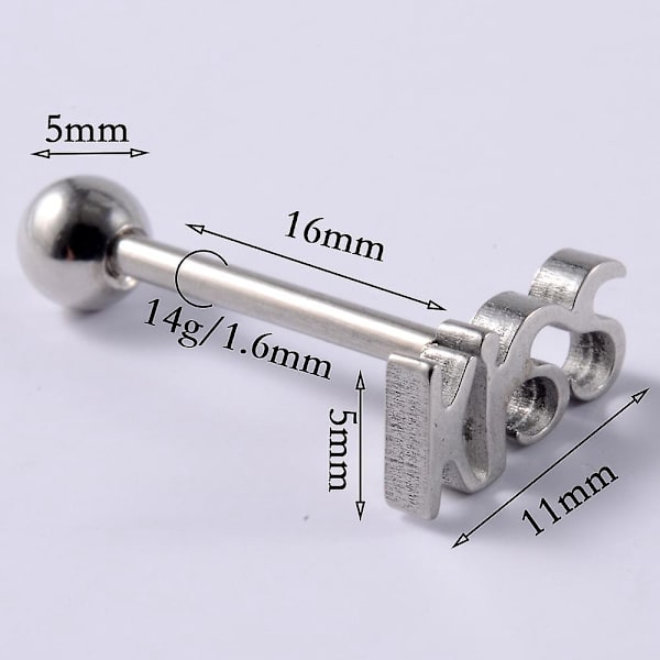 Sett med 7 klare akrylretainer i 16g for tragus, helix, leppe og bruskpiercinger