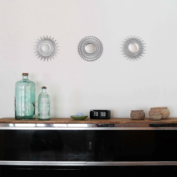 Sølv runde vægspejle pakke med 3 - Perfekt til stue, soveværelse og boligindretning - lille, shabby chic design