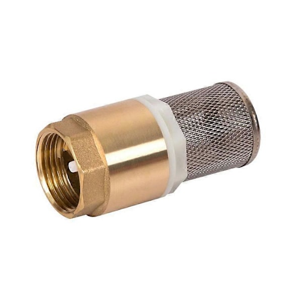 Messinkinen pohjaventtiili 33,7 mm (1) DN25 takaiskuventtiilillä ja ruostumattomasta teräksestä valmistetulla imusihdillä