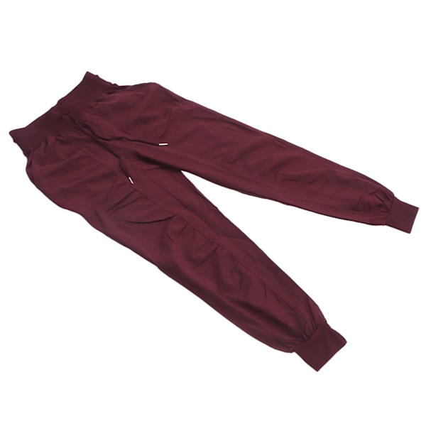 Basic Jogger Bukser Polyester Løs Casual Bundet Fod Løbe Fitness Bukser VinRød XL