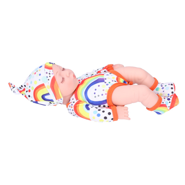 Simulerad vinyl söt docka Reborn babydocka barn födelsedagspresent med färgglada kläder 25cmQ10‑025
