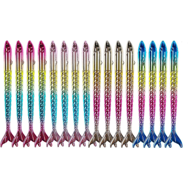 Sæt med 16 tilfældige kuglepenne til havfruedesign til børnefødselsdagsgaver og studentergaver