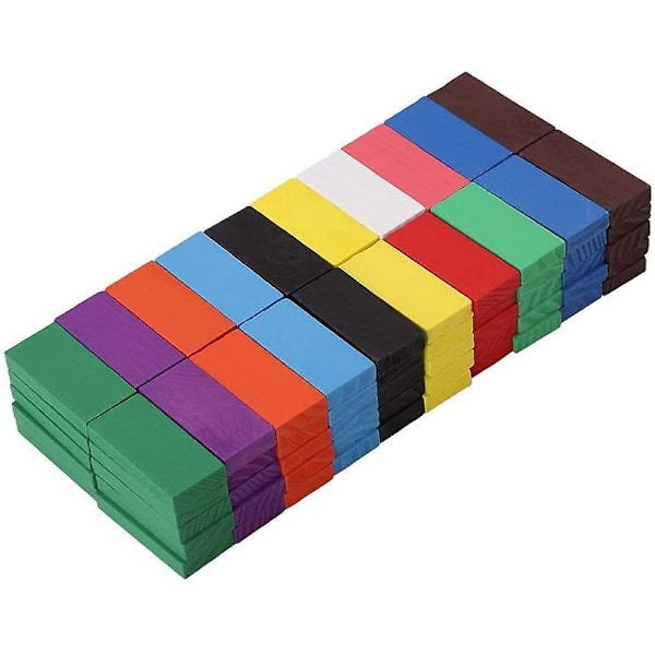 Fargerike Tre Dominoer Klassisk Spill Byggeklosser Løpespill Figurer Bordspill for Baby Barn Voksne 100 stk