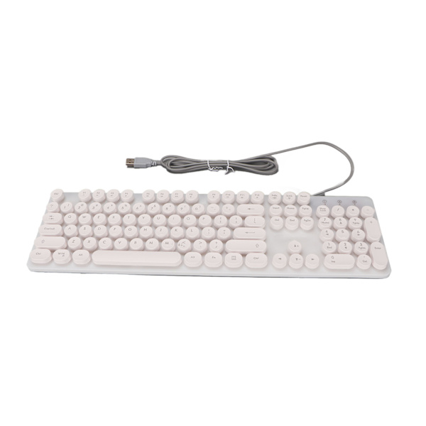 Mekaniskt speltangentbord RBG Bakgrundsbelyst USB 104 nycklar trådbunden Retro Punk datortangentbord för bärbar dator Vit