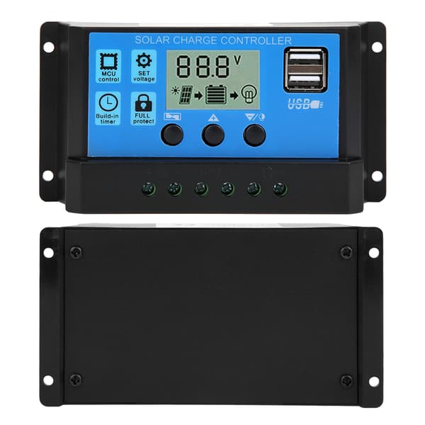 40A Blå Regulator Automatisk PWM LCD Ladekontroller PV Systemtilkobling med Dobbel USB-utgang
