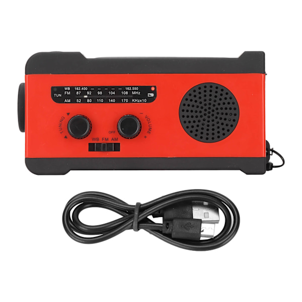 Hand Crank Radio Bärbar Självförsörjande Solväderradio med Nödlampa för Utomhus Nödläge