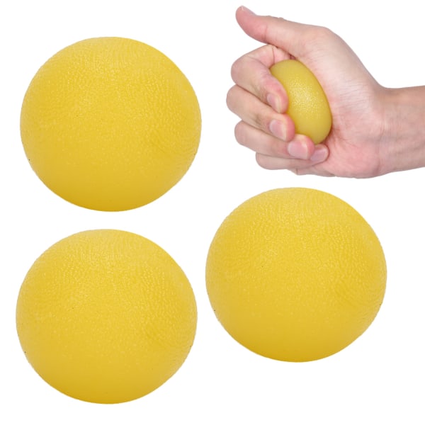 3stk Håndgrepsball Herre Kvinner Fitness Finger Trening Håndtrening Klemmeballer (runde)Gul