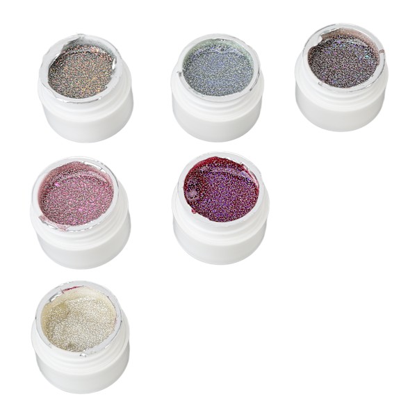 Glittrande Gelnagellack Set 6 Färger Holografisk Soak Off UV Gel Polish Kit för Kvinnor Flickor