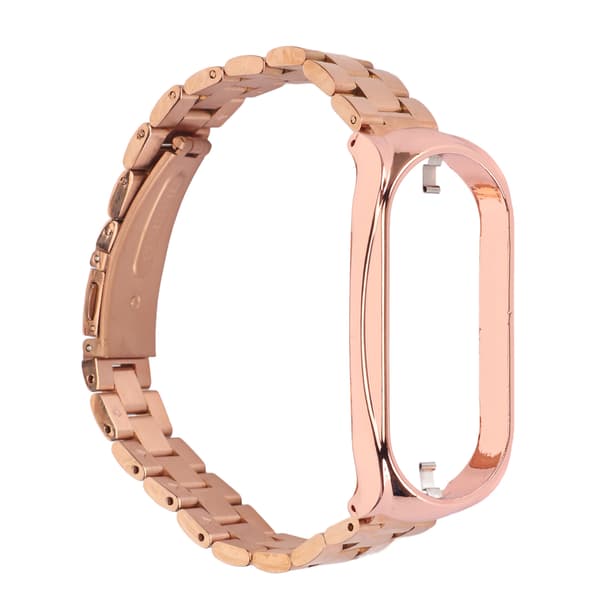 Smartklokke-armbånd i rustfritt stål, solid justerbart beskyttende erstatningsarmbånd for Mi 7 NFC Rosegull
