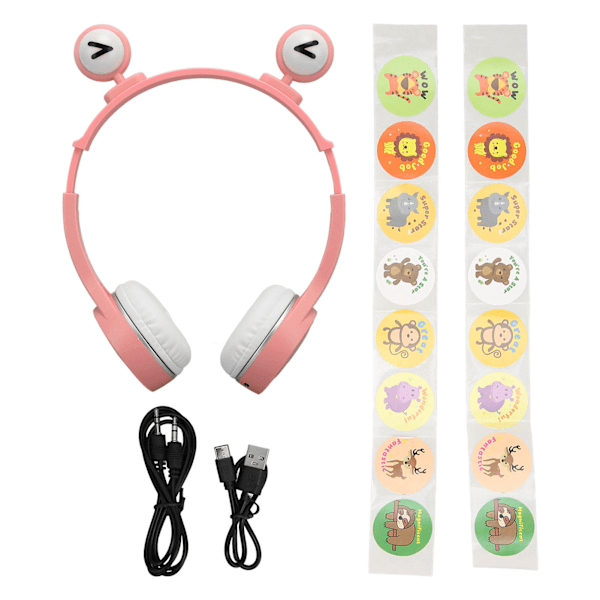 Lasten Bluetooth-kuulokkeet, taitettavat HiFi-stereokuulokkeet, lasten kuulokkeet mikrofonilla ja LED-valolla kotiin, matkoille, kouluun, pinkki
