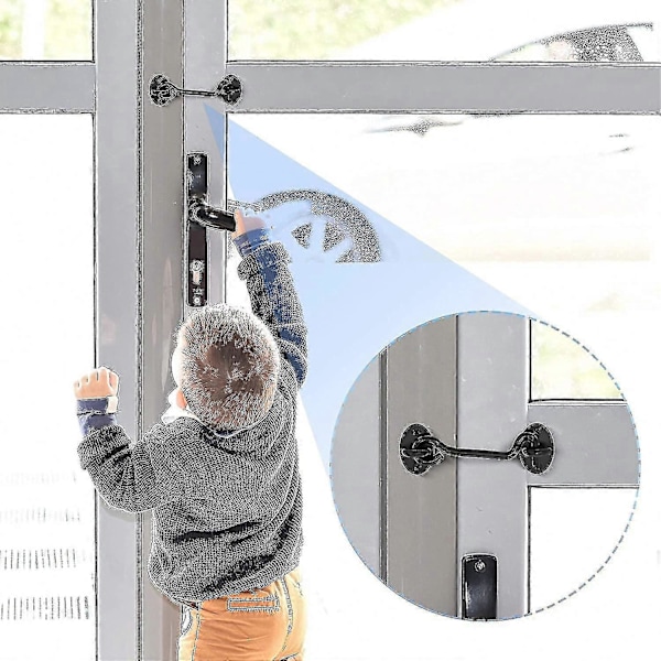 Krok Förtjockad Rostfri Ståldörr Och Fönsterkrok Öga Sekretesskrokar Dörrstopp Vindkrok-svart 400mm/16 Tum 300mm