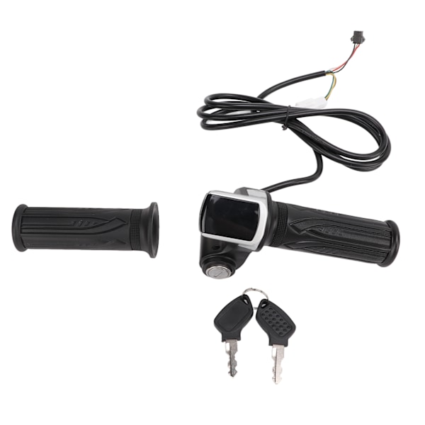 LED Display Electric Bike Throttle Grip Handlebar with Battery Indicator Power Switch Key36V