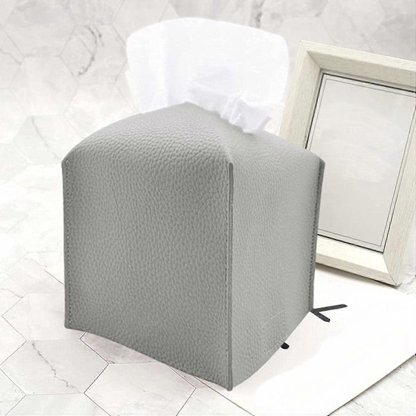 Servietboks Cover Holder | Firkantet PU Læder Servietboks Cover | Moderne Dekorativ Servietholder til Hjem, Kontor, Skriveborde