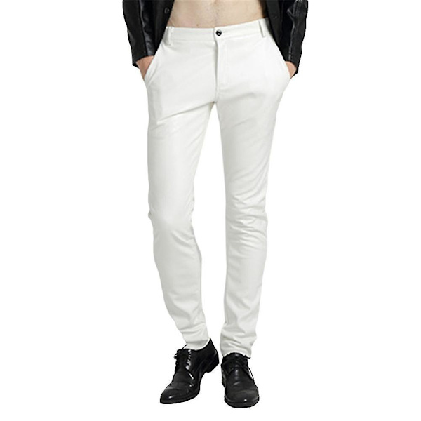 Slim Fit -miesten nahkahousut EU 30 valkoinen
