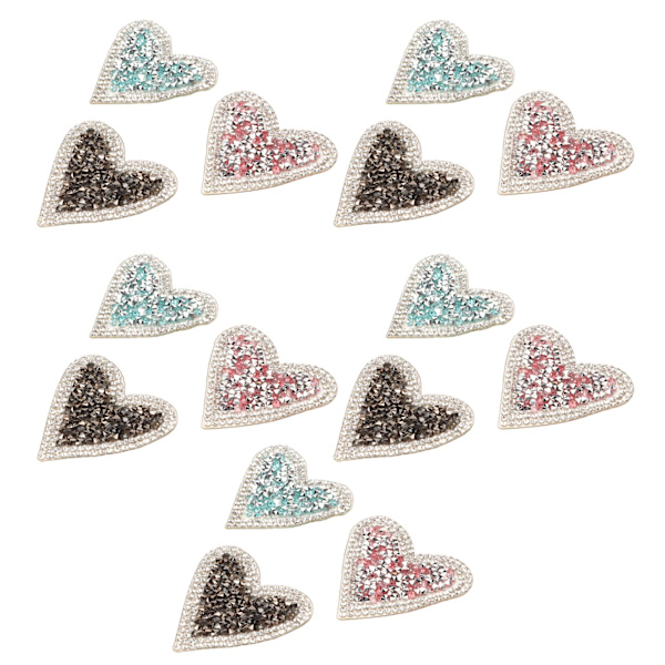 15 stk skinnende patch hjerteform Stryg på stilfulde glitter applikationer til tøj DIY Craft reparation dekoration