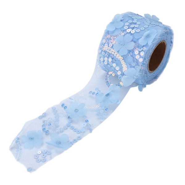 Tulle stof DIY håndværk slidstyrke lille flash bærbar polyester pailletter tyl rulle 6cm lyseblå