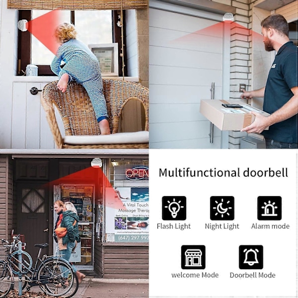 2025 Ny Trådlös Dörrklocka, Rörelsesensor Dörrklocka, Butik Välkomstsummer Monitor med PIR-detektor