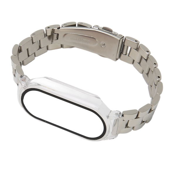 Watch Armband Easy Adjust Fullt skydd Rostfritt stål Ersättningsrem för Mi Band 7 Silver