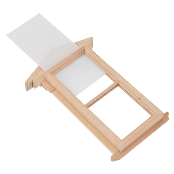 1:12 Dockskåp Trä Omålad Spetsig Dörr Fönster Miniatyr Dekorationsaccessoarer