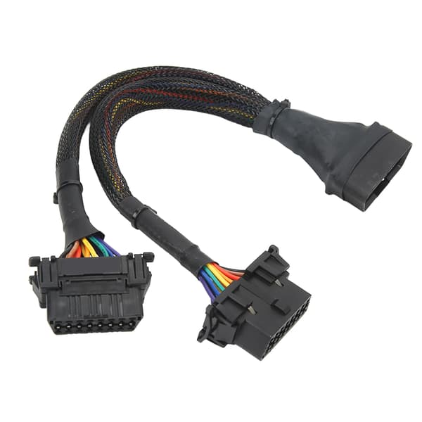 1 I 2 OBD2 forlængerkabel 16Pin 30 cm længde han til dobbelt hun diagnostisk adapterkabel
