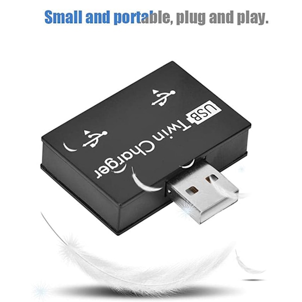 Mini USB-hubb 2-portars USB Twin laddare Splitter Adapter Converter för PC USB Flash-enheter