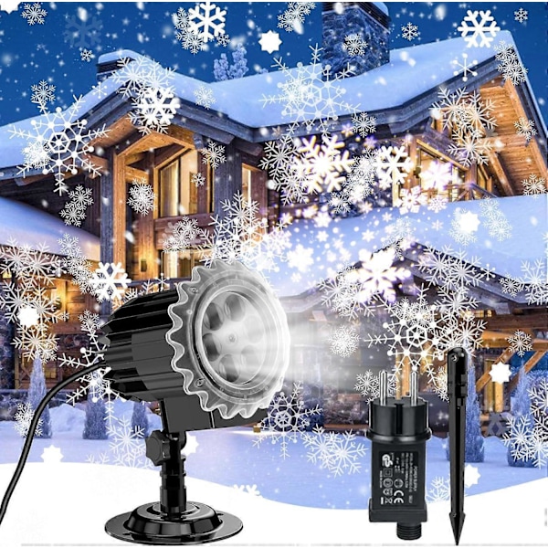 Julprojektor Utomhus, Led Jul Snöflinga Projektor Vattentät IP65, Led Projektorlampor Snöfall Effekt Dekoration för Jul, Inomhus