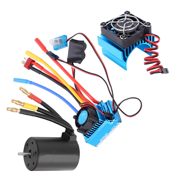 3650 2300KV Vattentät 4-polig Borstlös Motor 60A ESC Kylfläns Combo Set för 1/10 RC Bil