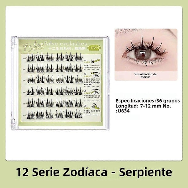 Limfria Falska Ögonfransar Zodiac-serien 12 Tecken C-Kurvor 0.05mm Segmenterade Självhäftande Syntetiskt Hår Längd 1cm-1.5cm U634