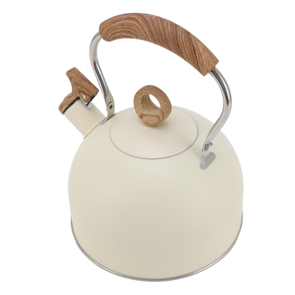 2,5 liter fløjtende te-kedel i rustfrit stål tekande med håndtag til elektrisk komfur Gaskomfur Beige