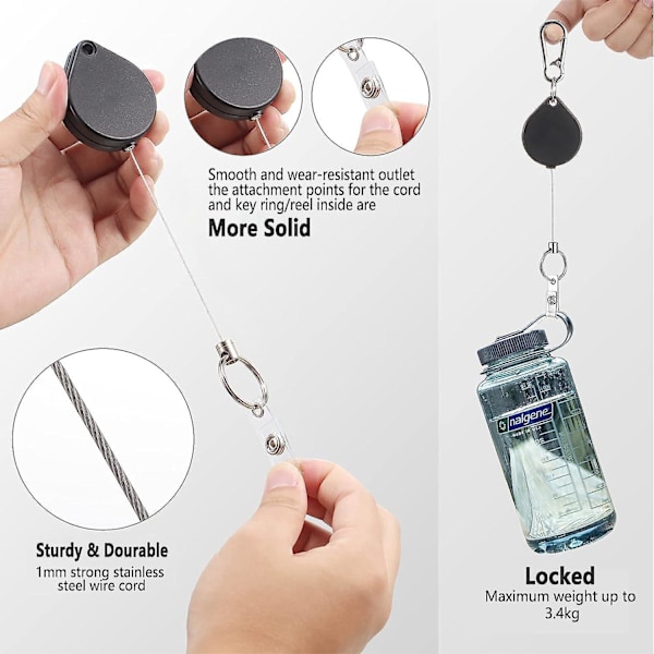 Retractable Key Holder Neck Badge with 2pcs Retractable Key Rings