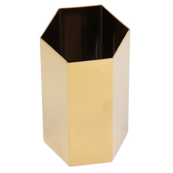 Penholder Hex Rustfrit Stål Guldelektroplettering Holdbar Glansfuld Korrosionsbestandig Bred Anvendelse Blyantholder