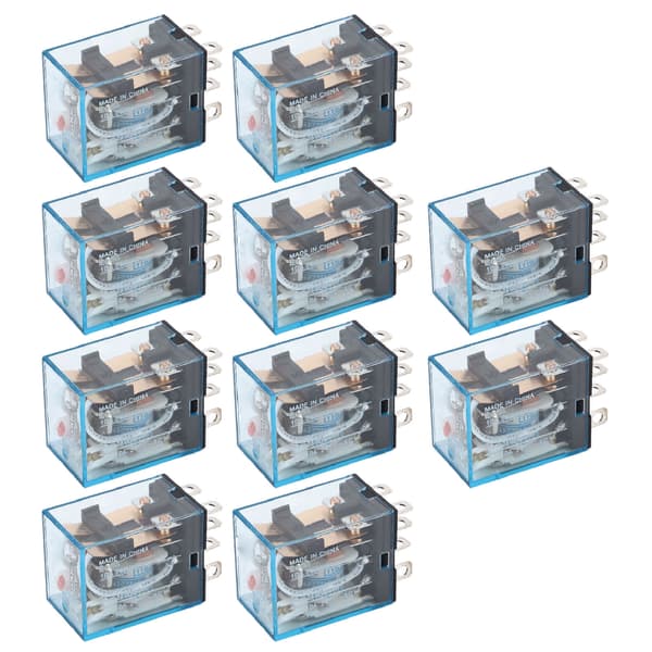 10 st spoleffektrelä litet elektromagnetiskt 8-stift 2 öppen 2 stängd 110V