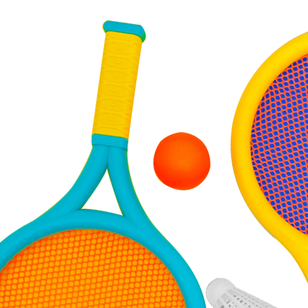Badmintonracket för barn Halkbeständig Slitstark elastisk bärbar set för barn 2 racketar 2 bollar Blå Gul