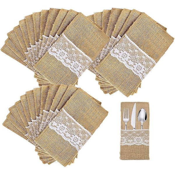 Burlap Cutlery Set - 24 Pieces, 11 X 21cm - Perfect for Weddings, Parties, and Banquets