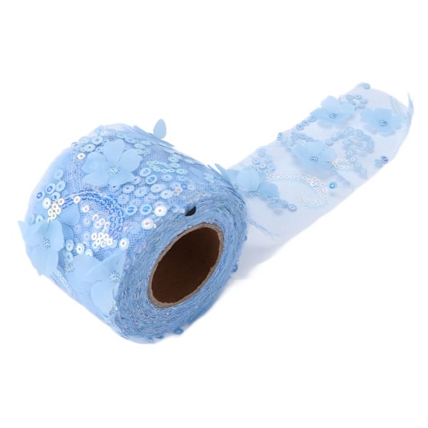 Tulle stof DIY håndværk slidstyrke lille flash bærbar polyester pailletter tyl rulle 6cm lyseblå