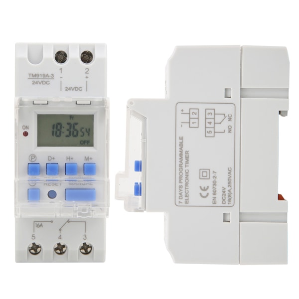 TM919A-3 24 V DC 16 A LCD 7 päivän ohjelmoitavat digitaaliset ajastinkytkimet