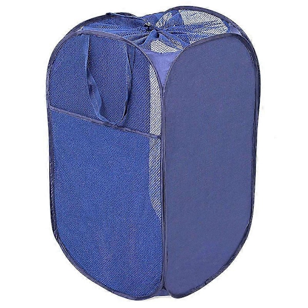 Blå Tvättkorg [2-pack] Hopfällbar Pop Up Mesh Tvättkorg Tvättsäck Hopfällbar Tvättkorg med Handtag