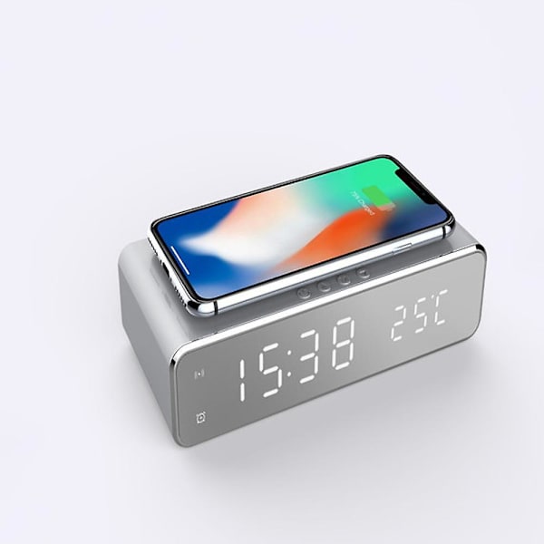 Trådlös laddningstermometer skrivbordsklocka med LED-spegeldisplay