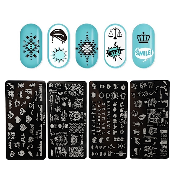 Neglestempling Plader Stencils Mønster DIY Negle Printing Stempling skabelon Manicure Tool05-08