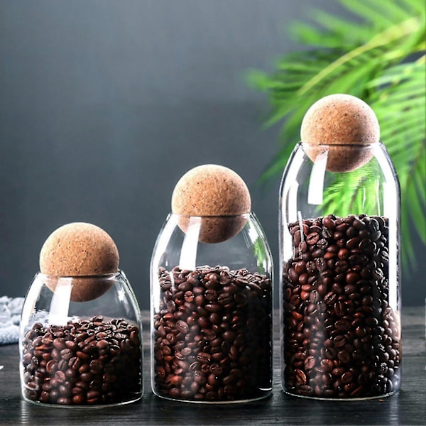 Förvaringsflaska Anti-deform Tålig Vattentät Korkpropp Böna Socker Glasburk För Kaffe Zekai 750ML