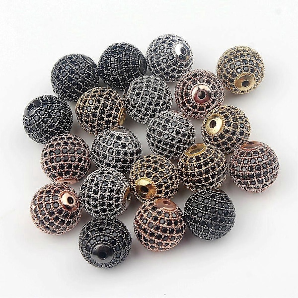 Kupariset pyöreät välihelmet mikro-pave CZ zirkon DIY korujen valmistukseen rannekoru kaulakoru tarvikkeet 4/6/8/10/12mm valkoinen musta CZ 8mm