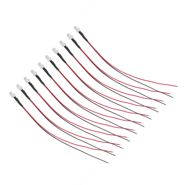 10 stk lysdioder 5mm forhåndskablede elektroniske LED-lysdioder for dekorasjon 5-12V gult lys