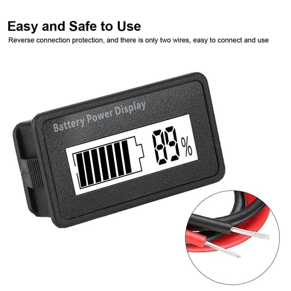 Vit bakgrundsbelyst GY-6H batteriströmsdisplay 12-48V universell batterikapacitetsindikator voltmeter