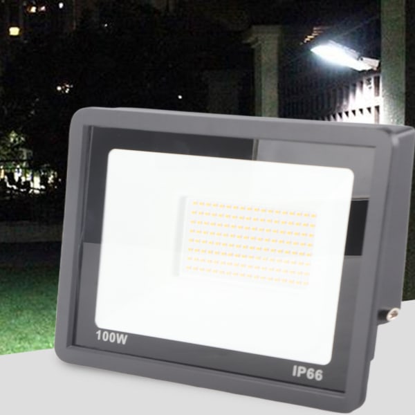 100W LED-strålkastare 3000K Varmvitt IP65 Vattentät Strålkastare Utomhus med Härdat Glasöverskydd för Gård