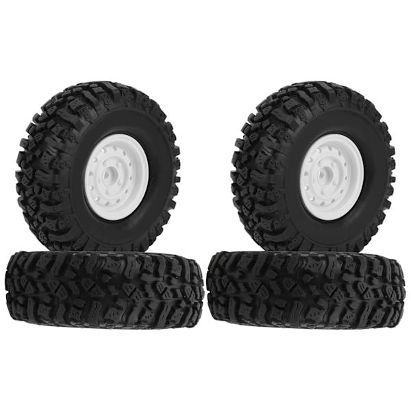 4 kpl 1/10 kauko-ohjattavan auton 1,9 tuuman alumiinivanteet ja 115 mm kumirenkaat RC-lisävarusteet, valkoinen