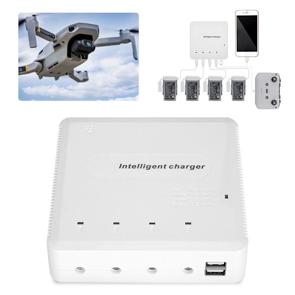 6-i-1-drönare batteriladdare fjärrkontroll laddare med USB-utgång passar för DJI Mavic AIR 2 100-240VAU-kontakt