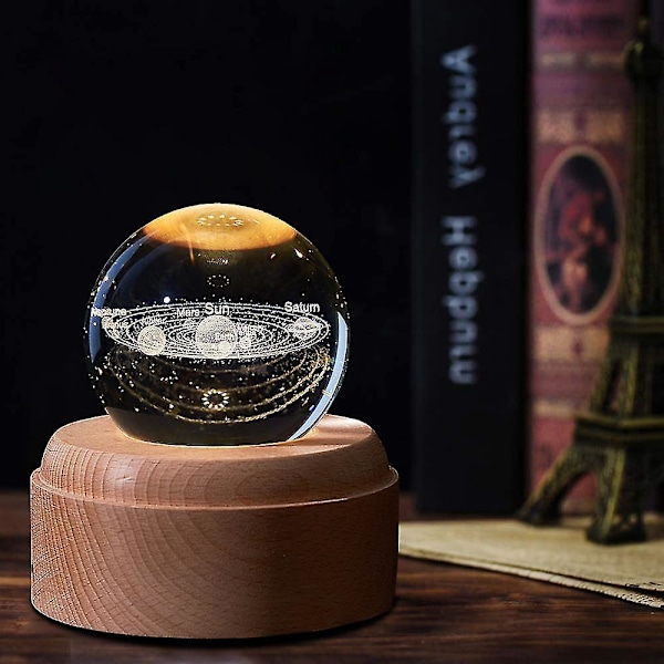 Speldosa 3D Kristall Speldosor, Självlysande Roterande Boll Musiklåda