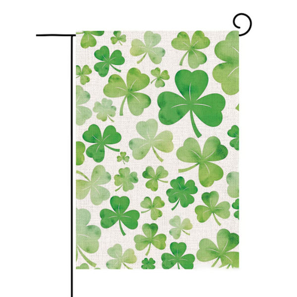 Shamrock Hageflagg Vertikal St. Patrick's Day Lykkelig Kløver Burlap Flagg Utendørs Hage Yard Dekorasjon