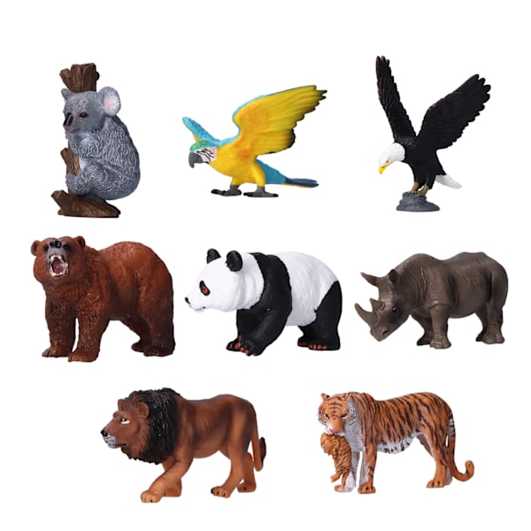 8 st vilda djur figurer leksaker plast djungel djur leksaker set med tiger koala panda ara eduactional leksaker