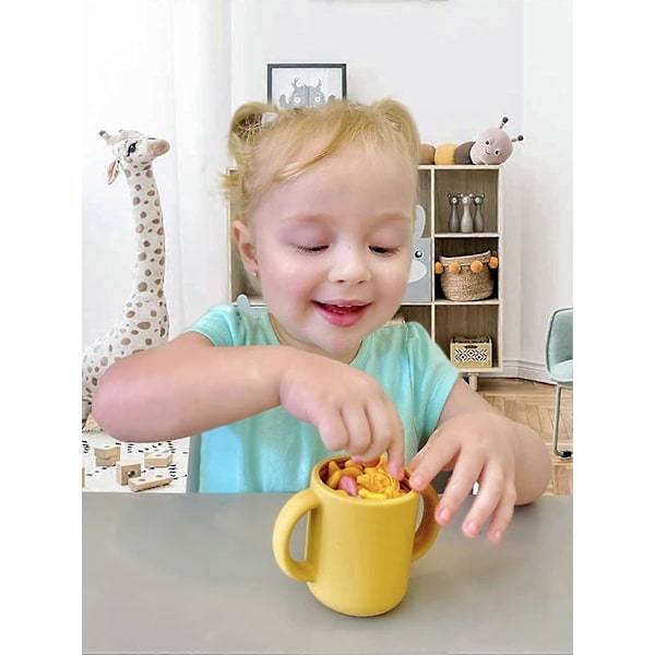 Sølesikker silikonkopp med tut og sugerør for småbarn og baby